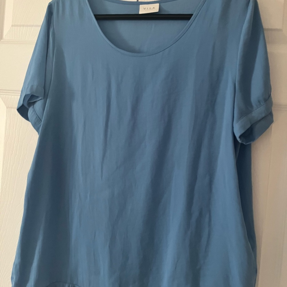 VILA Blue Relaxed Short Sleeve T-Shirt